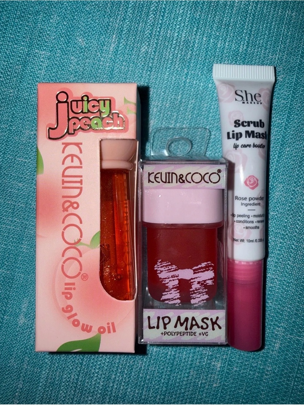 Kevin&Coco Lip Glow Oil + Lip Mask + Scrub Lip Mask Bundle